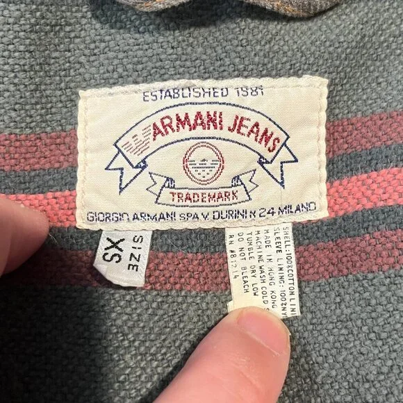 ARMANI JEANS BUCKLE DENIM FIELD JACKET - Picture 16 of 16